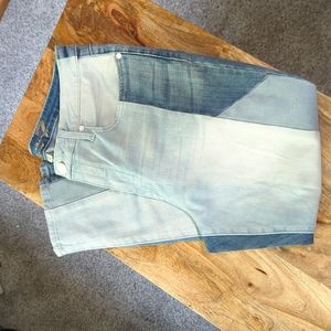 Seven7 High Rise Pieced Mixed Denim Skinny Jeans, Size 14